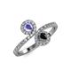 4 - Kevia Tanzanite and Black Diamond with Side Diamonds Bypass Ring 