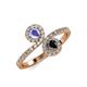4 - Kevia Tanzanite and Black Diamond with Side Diamonds Bypass Ring 