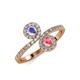 4 - Kevia Tanzanite and Pink Tourmaline with Side Diamonds Bypass Ring 