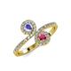4 - Kevia Tanzanite and Rhodolite Garnet with Side Diamonds Bypass Ring 