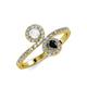 4 - Kevia White Sapphire and Black Diamond with Side Diamonds Bypass Ring 
