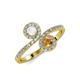 4 - Kevia White Sapphire and Citrine with Side Diamonds Bypass Ring 