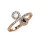 4 - Kevia White Sapphire and Smoky Quartz with Side Diamonds Bypass Ring 