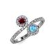 4 - Kevia Ruby and Blue Topaz with Side Diamonds Bypass Ring 