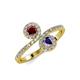 4 - Kevia Ruby and Iolite with Side Diamonds Bypass Ring 