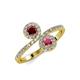 4 - Kevia Ruby and Rhodolite Garnet with Side Diamonds Bypass Ring 