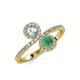 4 - Kevia Aquamarine and Emerald with Side Diamonds Bypass Ring 