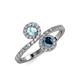 4 - Kevia Aquamarine and Blue Diamond with Side Diamonds Bypass Ring 