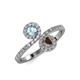 4 - Kevia Aquamarine and Smoky Quartz with Side Diamonds Bypass Ring 