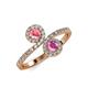 4 - Kevia Pink Tourmaline and Pink Sapphire with Side Diamonds Bypass Ring 