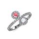 4 - Kevia Pink Tourmaline and White Sapphire with Side Diamonds Bypass Ring 