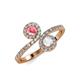 4 - Kevia Pink Tourmaline and White Sapphire with Side Diamonds Bypass Ring 