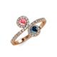 4 - Kevia Pink Tourmaline and Blue Diamond with Side Diamonds Bypass Ring 