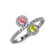 4 - Kevia Pink Tourmaline and Yellow Diamond with Side Diamonds Bypass Ring 