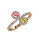 4 - Kevia Pink Tourmaline and Yellow Diamond with Side Diamonds Bypass Ring 