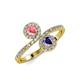 4 - Kevia Pink Tourmaline and Iolite with Side Diamonds Bypass Ring 