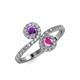 4 - Kevia Amethyst and Pink Sapphire with Side Diamonds Bypass Ring 