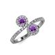 4 - Kevia Amethyst with Side Diamonds Bypass Ring 