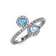 4 - Kevia Blue Topaz and Aquamarine with Side Diamonds Bypass Ring 