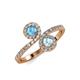 4 - Kevia Blue Topaz and Aquamarine with Side Diamonds Bypass Ring 