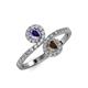4 - Kevia Iolite and Smoky Quartz with Side Diamonds Bypass Ring 