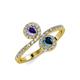 4 - Kevia Iolite and Blue Diamond with Side Diamonds Bypass Ring 