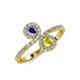 4 - Kevia Iolite and Yellow Diamond with Side Diamonds Bypass Ring 