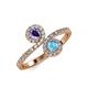 4 - Kevia Iolite and Blue Topaz with Side Diamonds Bypass Ring 