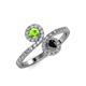 4 - Kevia Peridot and Black Diamond with Side Diamonds Bypass Ring 