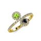 4 - Kevia Peridot and Black Diamond with Side Diamonds Bypass Ring 