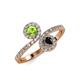 4 - Kevia Peridot and Black Diamond with Side Diamonds Bypass Ring 