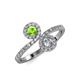 4 - Kevia Peridot and Diamond with Side Diamonds Bypass Ring 