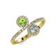4 - Kevia Peridot and Diamond with Side Diamonds Bypass Ring 