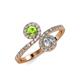 4 - Kevia Peridot and Diamond with Side Diamonds Bypass Ring 