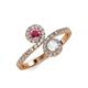 4 - Kevia Rhodolite Garnet and White Sapphire with Side Diamonds Bypass Ring 