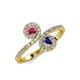 4 - Kevia Rhodolite Garnet and Iolite with Side Diamonds Bypass Ring 