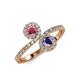 4 - Kevia Rhodolite Garnet and Iolite with Side Diamonds Bypass Ring 