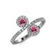 4 - Kevia Rhodolite Garnet with Side Diamonds Bypass Ring 