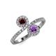 4 - Kevia Red Garnet and Amethyst with Side Diamonds Bypass Ring 
