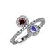 4 - Kevia Red Garnet and Tanzanite with Side Diamonds Bypass Ring 