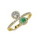 4 - Kevia Diamond and Emerald with Side Diamonds Bypass Ring 