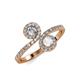 4 - Kevia Diamond and White Sapphire with Side Diamonds Bypass Ring 