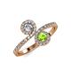 4 - Kevia Diamond and Peridot with Side Diamonds Bypass Ring 