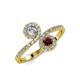 4 - Kevia Diamond and Red Garnet with Side Diamonds Bypass Ring 