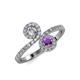 4 - Kevia Diamond and Amethyst with Side Diamonds Bypass Ring 