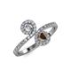 4 - Kevia Diamond and Smoky Quartz with Side Diamonds Bypass Ring 