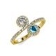 4 - Kevia Diamond and London Blue Topaz with Side Diamonds Bypass Ring 