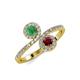 4 - Kevia Emerald and Ruby with Side Diamonds Bypass Ring 