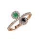 4 - Kevia Emerald and Black Diamond with Side Diamonds Bypass Ring 