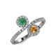4 - Kevia Emerald and Citrine with Side Diamonds Bypass Ring 